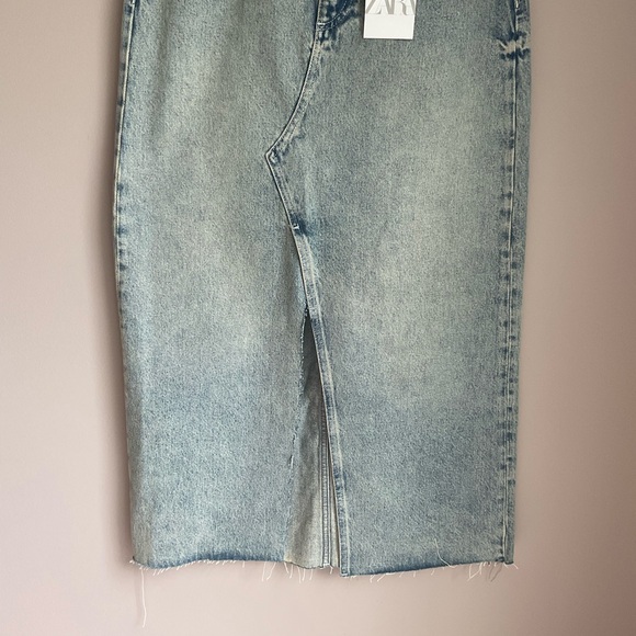 NWT Zara Denim MIDI Skirt S - Picture 6 of 7